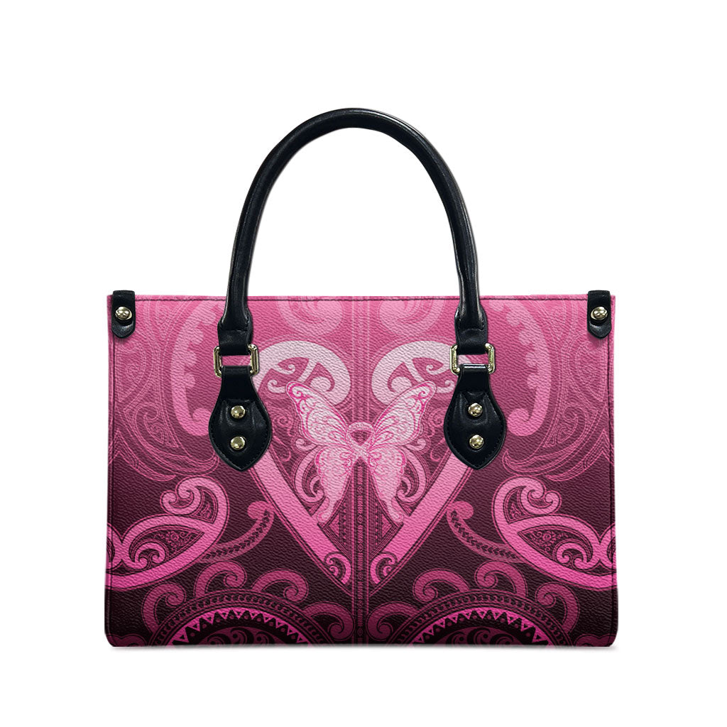 Aotearoa Breast Cancer Leather Bag Maori Tribal Pattern