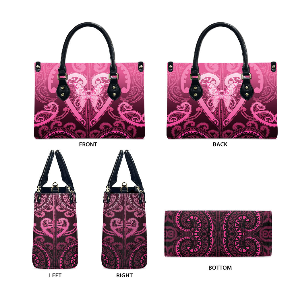 Aotearoa Breast Cancer Leather Bag Maori Tribal Pattern