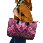 Aotearoa Breast Cancer Leather Tote Bag Maori Tribal Pattern