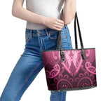 Aotearoa Breast Cancer Leather Tote Bag Maori Tribal Pattern