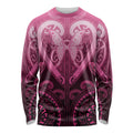 Aotearoa Breast Cancer Long Sleeve Shirt Maori Tribal Pattern