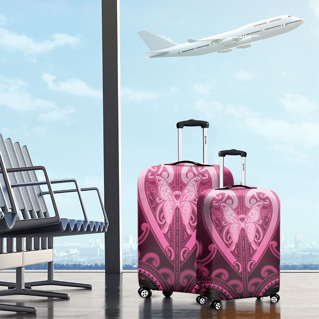 Aotearoa Breast Cancer Luggage Cover Maori Tribal Pattern