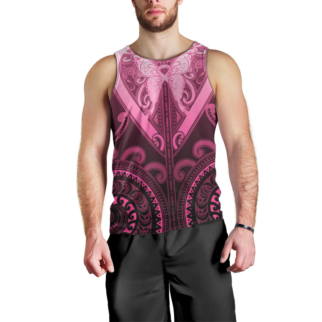 Aotearoa Breast Cancer Men Tank Top Maori Tribal Pattern