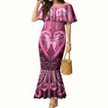 Aotearoa Breast Cancer Mermaid Dress Maori Tribal Pattern