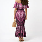 Aotearoa Breast Cancer Mermaid Dress Maori Tribal Pattern