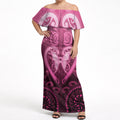 Aotearoa Breast Cancer Off Shoulder Maxi Dress Maori Tribal Pattern