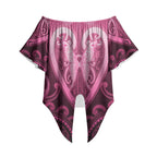 Aotearoa Breast Cancer Off Shoulder Wrap Waist Top Maori Tribal Pattern