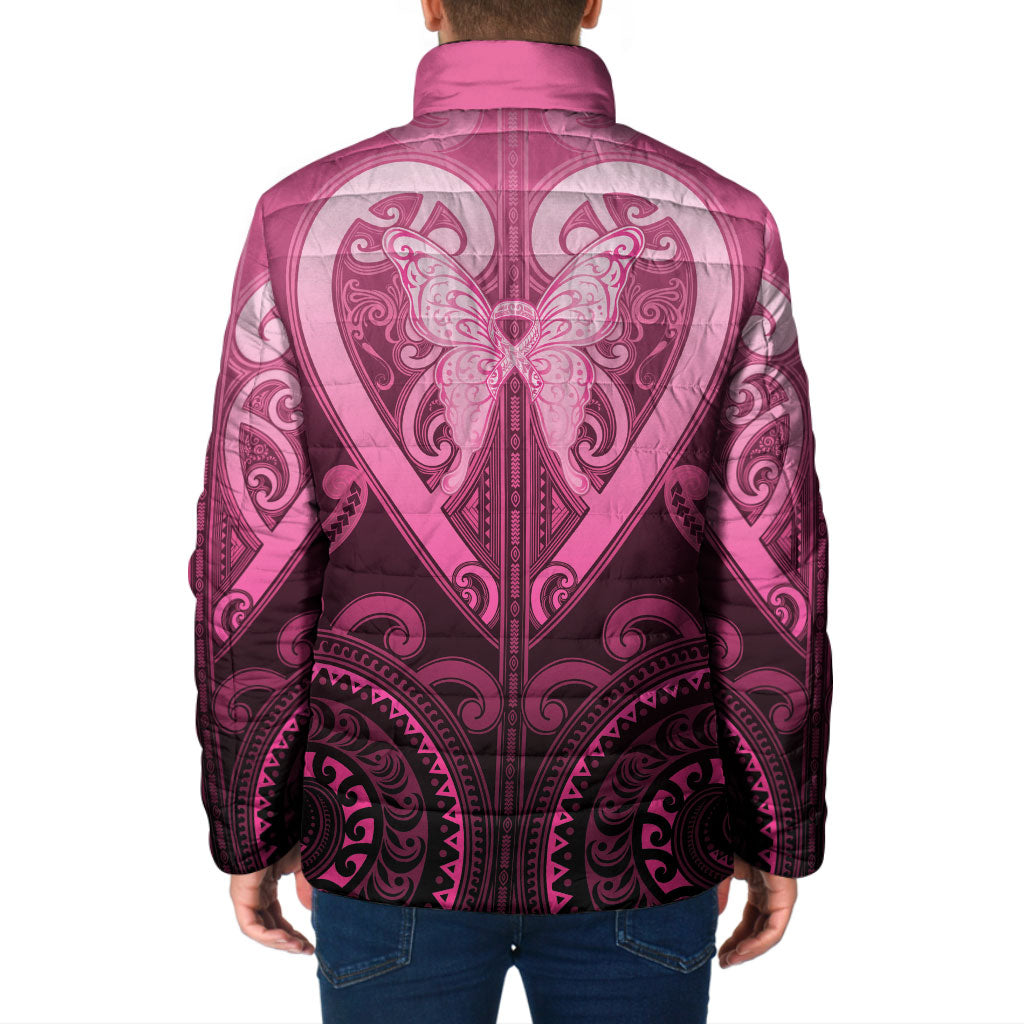 Aotearoa Breast Cancer Padded Jacket Maori Tribal Pattern