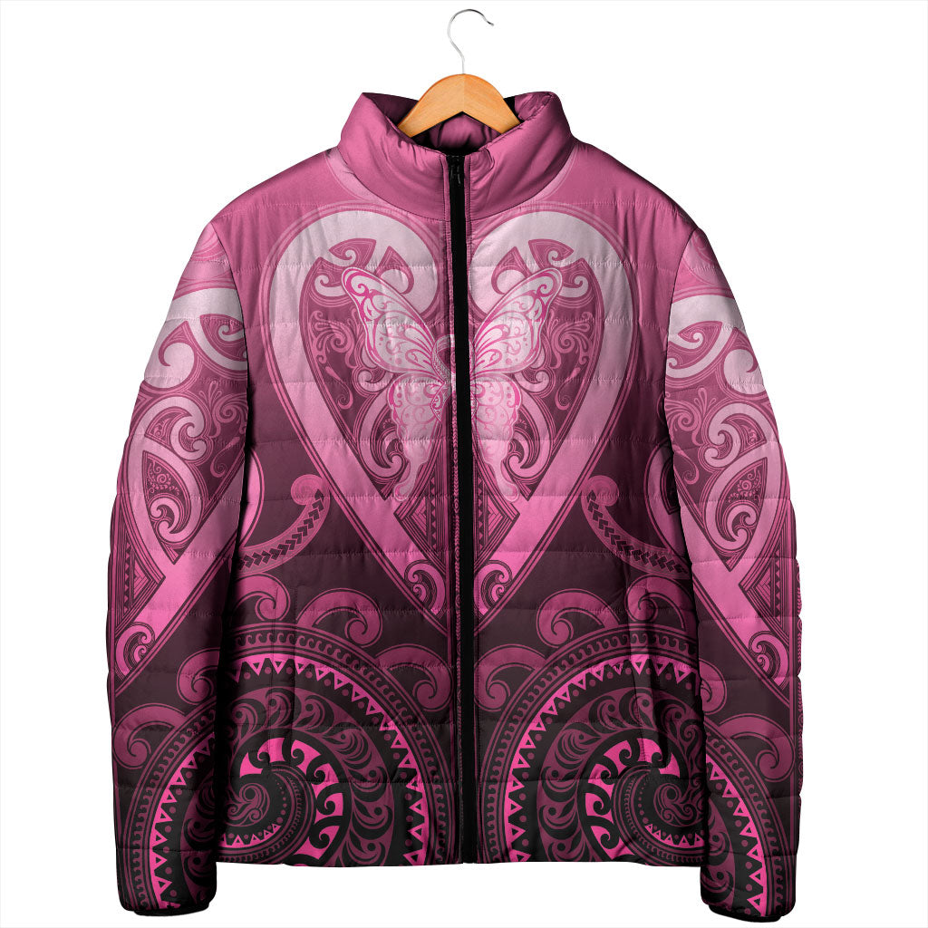 Aotearoa Breast Cancer Padded Jacket Maori Tribal Pattern