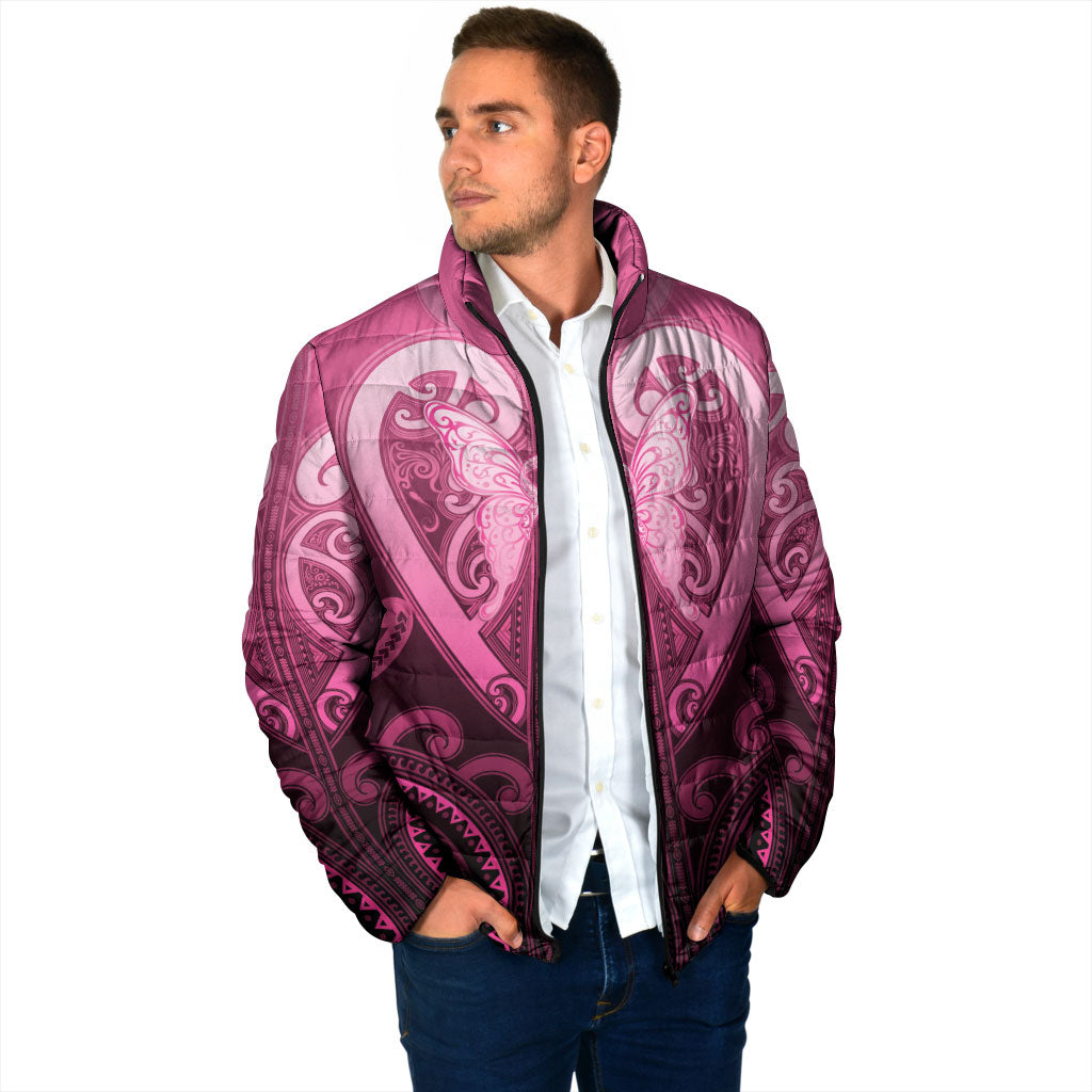 Aotearoa Breast Cancer Padded Jacket Maori Tribal Pattern