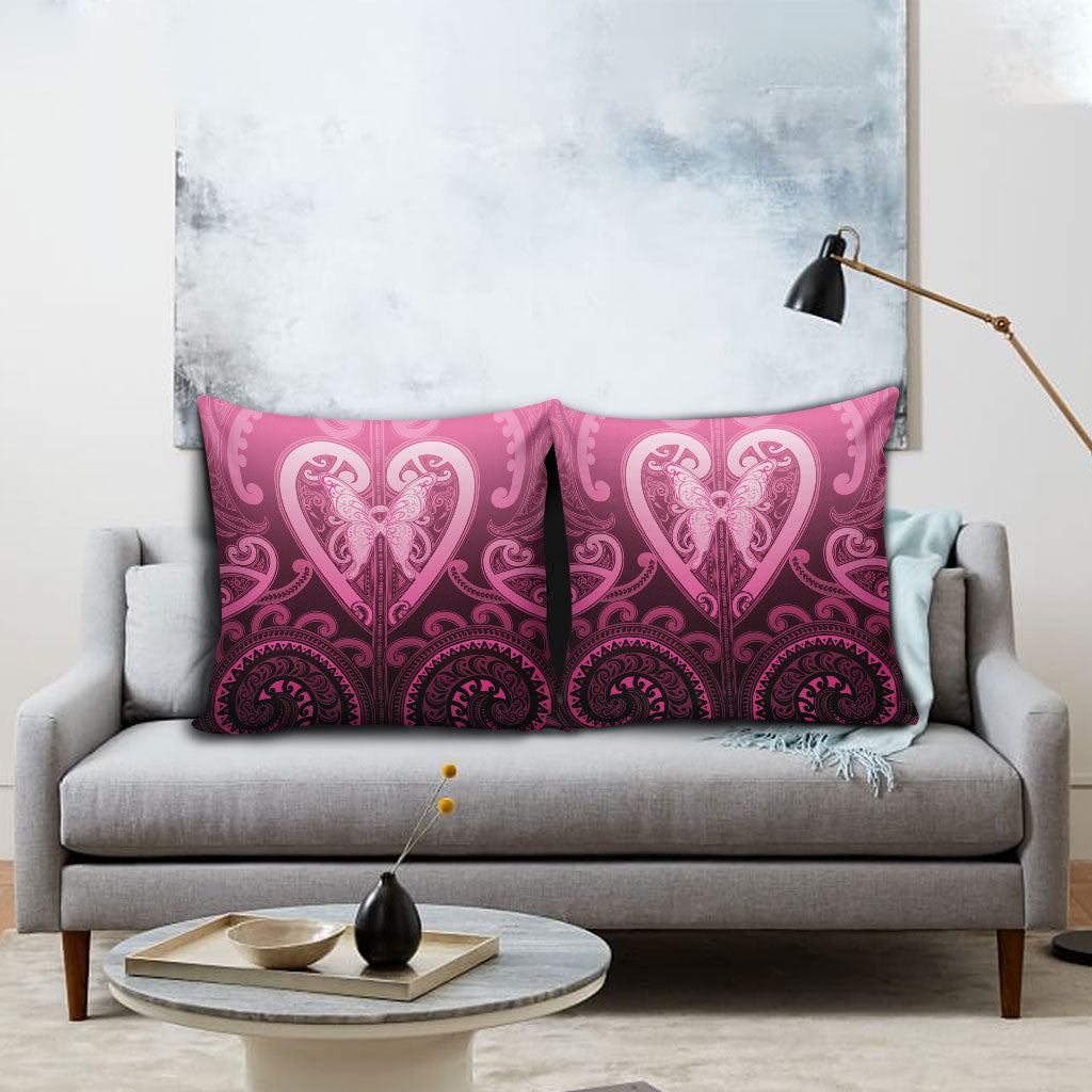 Aotearoa Breast Cancer Pillow Cover Maori Tribal Pattern