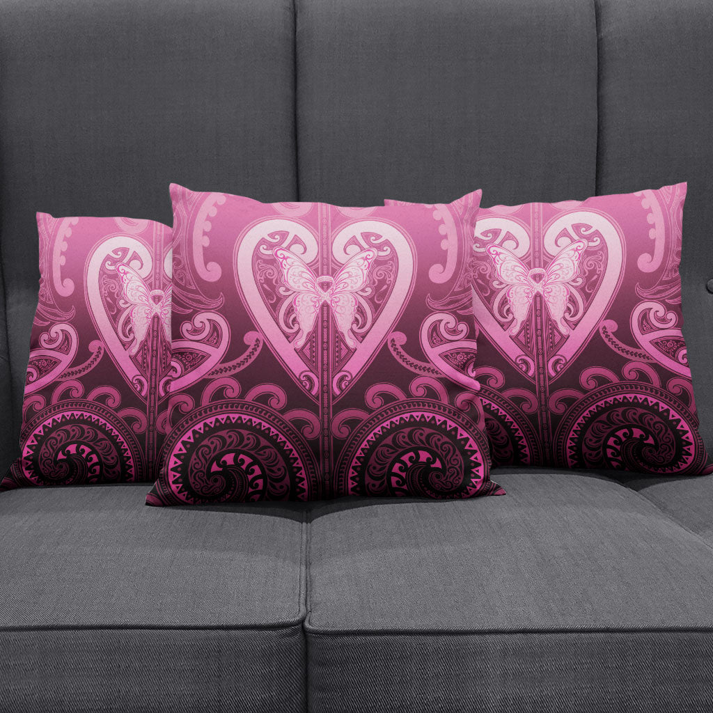 Aotearoa Breast Cancer Pillow Cover Maori Tribal Pattern