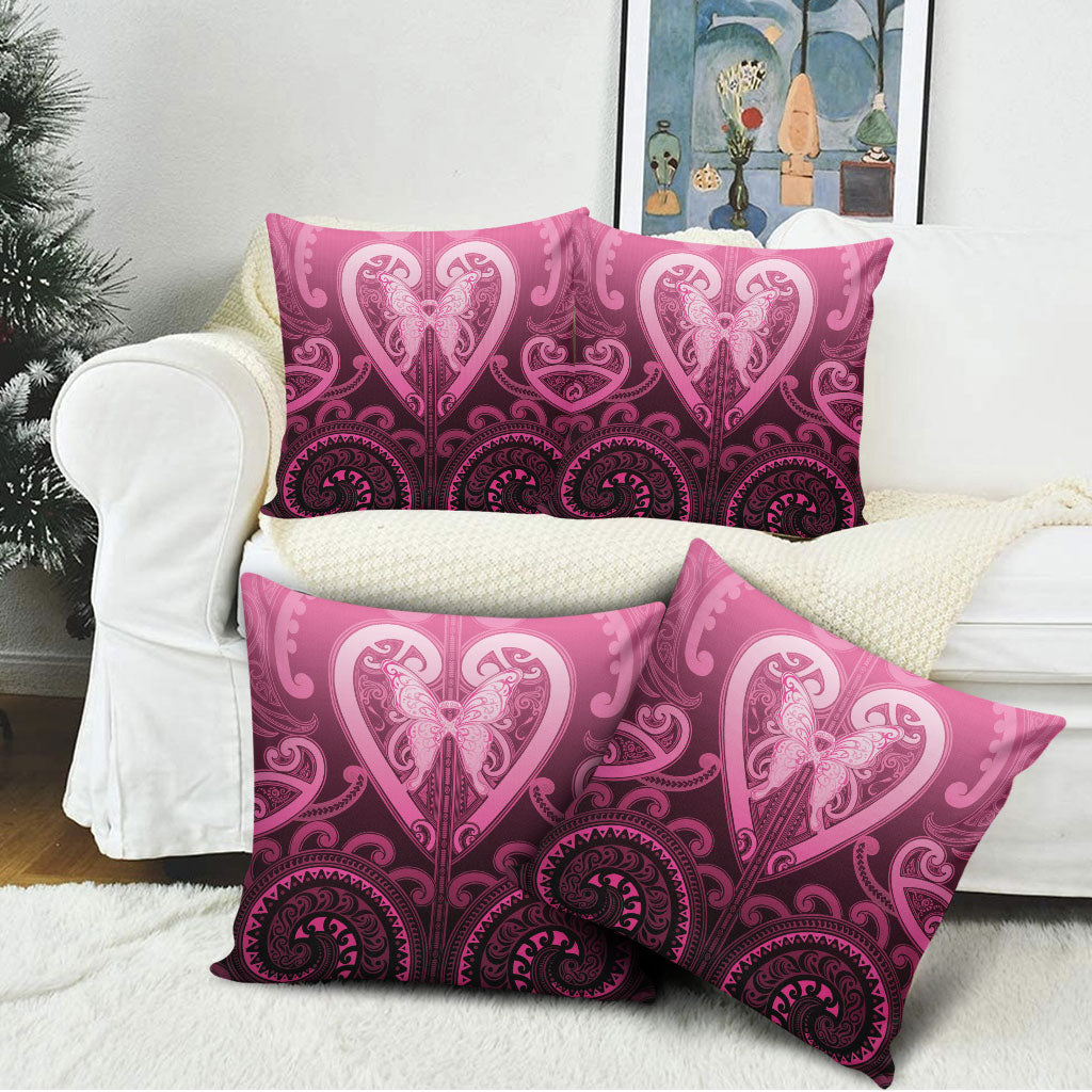 Aotearoa Breast Cancer Pillow Cover Maori Tribal Pattern