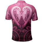 Aotearoa Breast Cancer Polo Shirt Maori Tribal Pattern