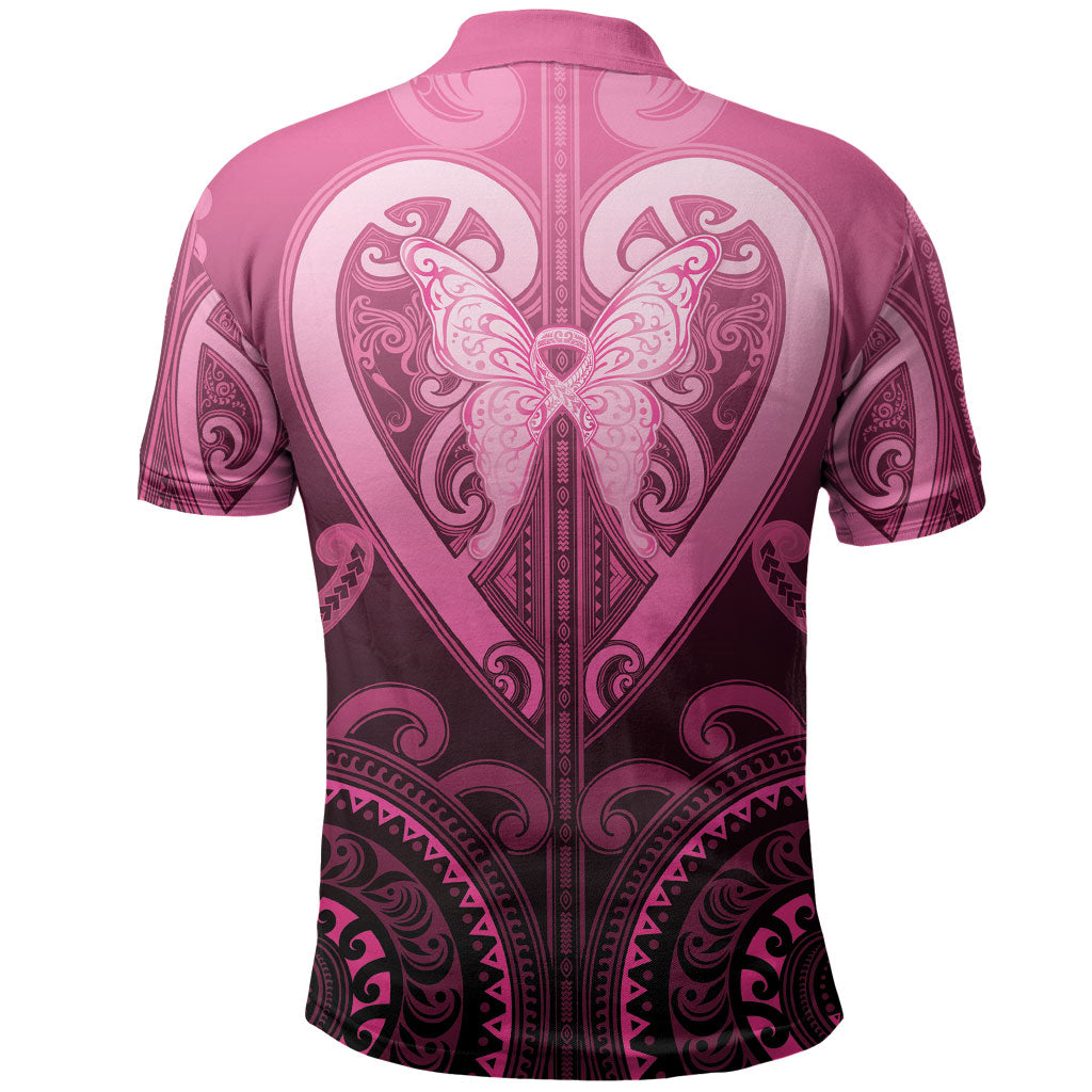 Aotearoa Breast Cancer Polo Shirt Maori Tribal Pattern