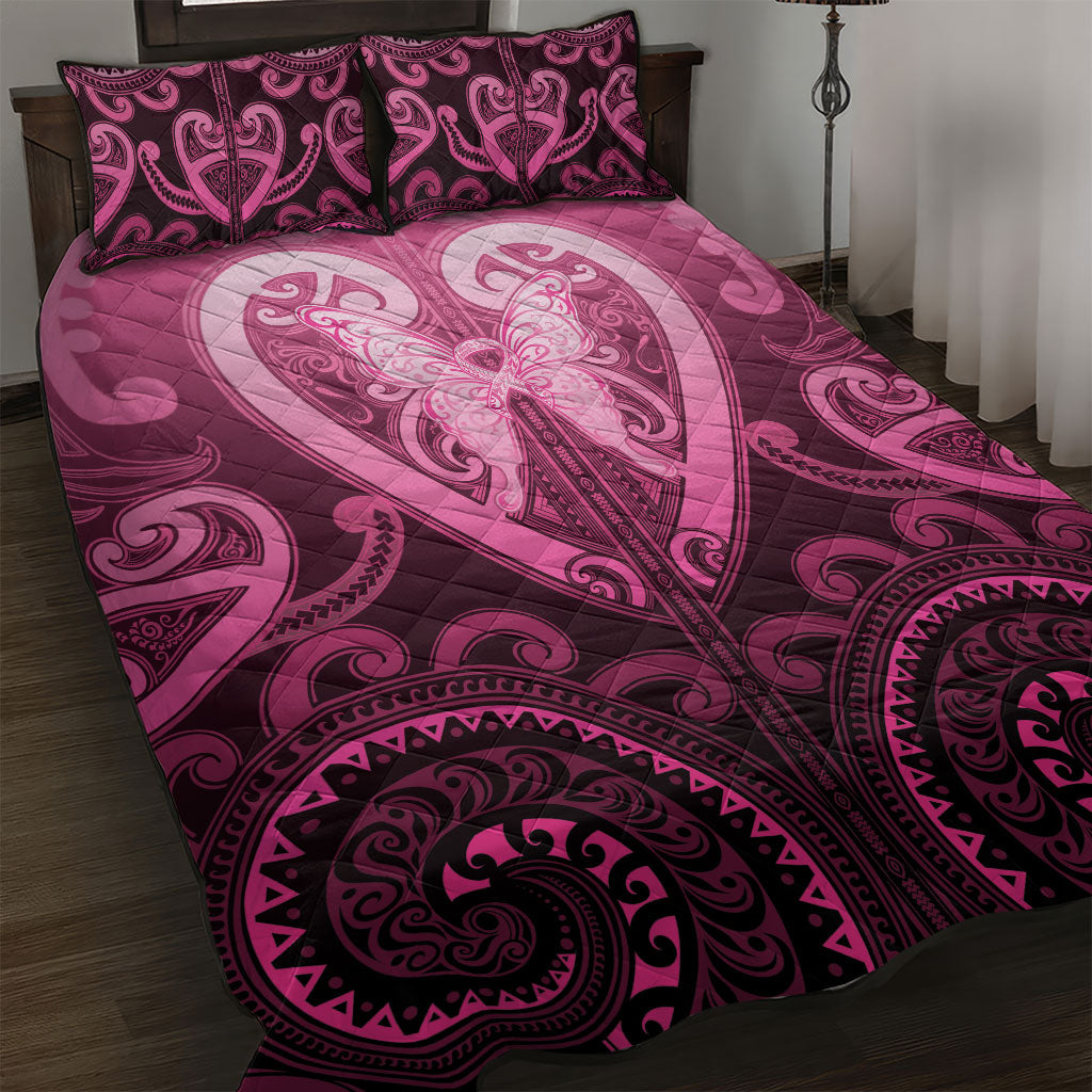 Aotearoa Breast Cancer Quilt Bed Set Maori Tribal Pattern