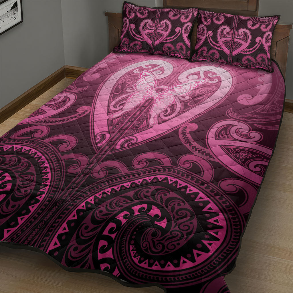 Aotearoa Breast Cancer Quilt Bed Set Maori Tribal Pattern