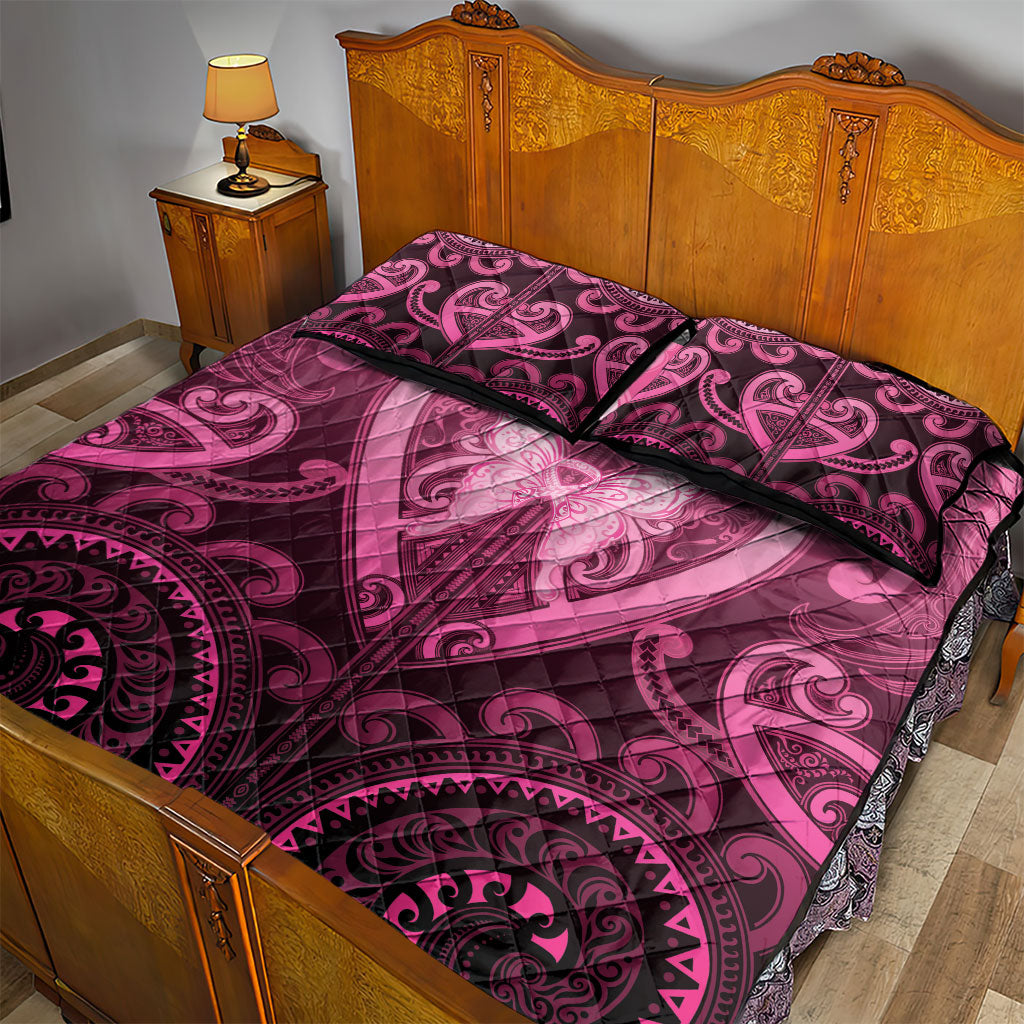 Aotearoa Breast Cancer Quilt Bed Set Maori Tribal Pattern