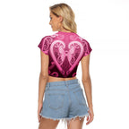 Aotearoa Breast Cancer Raglan Cropped T Shirt Maori Tribal Pattern