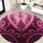 Aotearoa Breast Cancer Round Carpet Maori Tribal Pattern
