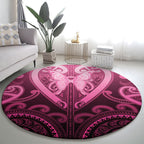 Aotearoa Breast Cancer Round Carpet Maori Tribal Pattern