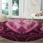 Aotearoa Breast Cancer Round Carpet Maori Tribal Pattern