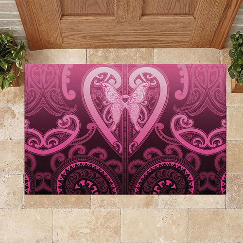 Aotearoa Breast Cancer Rubber Doormat Maori Tribal Pattern