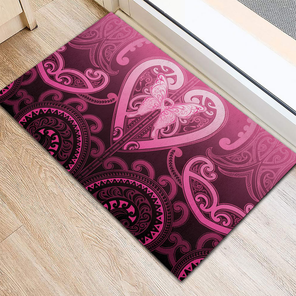 Aotearoa Breast Cancer Rubber Doormat Maori Tribal Pattern