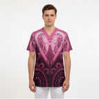 Aotearoa Breast Cancer Scrub Top Maori Tribal Pattern