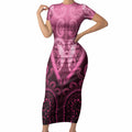 Aotearoa Breast Cancer Short Sleeve Bodycon Dress Maori Tribal Pattern
