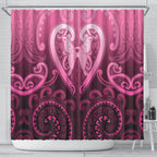 Aotearoa Breast Cancer Shower Curtain Maori Tribal Pattern