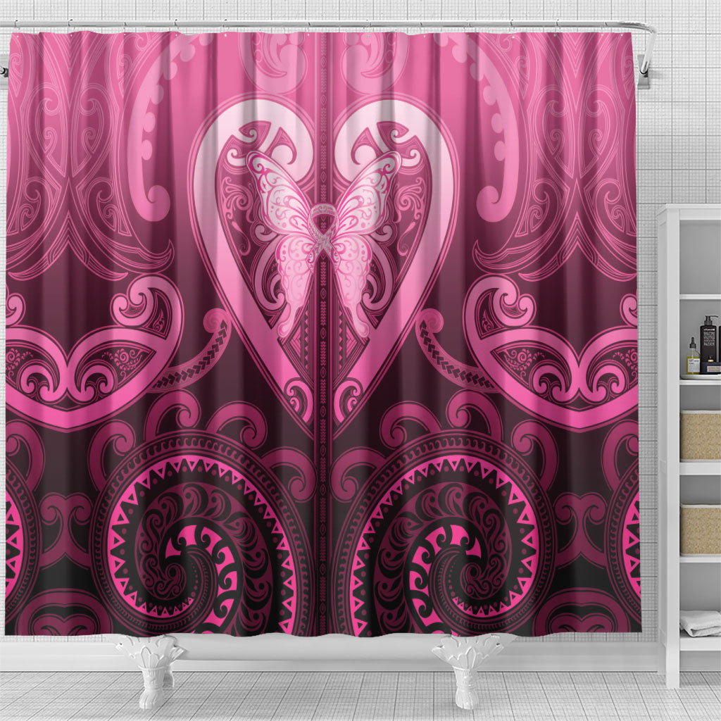 Aotearoa Breast Cancer Shower Curtain Maori Tribal Pattern
