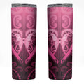 Aotearoa Breast Cancer Skinny Tumbler Maori Tribal Pattern