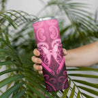 Aotearoa Breast Cancer Skinny Tumbler Maori Tribal Pattern