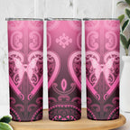 Aotearoa Breast Cancer Skinny Tumbler Maori Tribal Pattern
