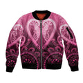 Aotearoa Breast Cancer Sleeve Zip Bomber Jacket Maori Tribal Pattern