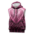 Aotearoa Breast Cancer Sleeveless Hoodie Maori Tribal Pattern