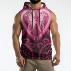 Aotearoa Breast Cancer Sleeveless Hoodie Maori Tribal Pattern