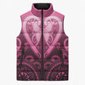 Aotearoa Breast Cancer Sleeveless Puffer Jacket Maori Tribal Pattern