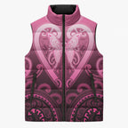 Aotearoa Breast Cancer Sleeveless Puffer Jacket Maori Tribal Pattern