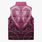 Aotearoa Breast Cancer Sleeveless Puffer Jacket Maori Tribal Pattern