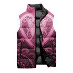 Aotearoa Breast Cancer Sleeveless Puffer Jacket Maori Tribal Pattern