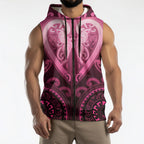 Aotearoa Breast Cancer Sleeveless Zip Hoodie Maori Tribal Pattern