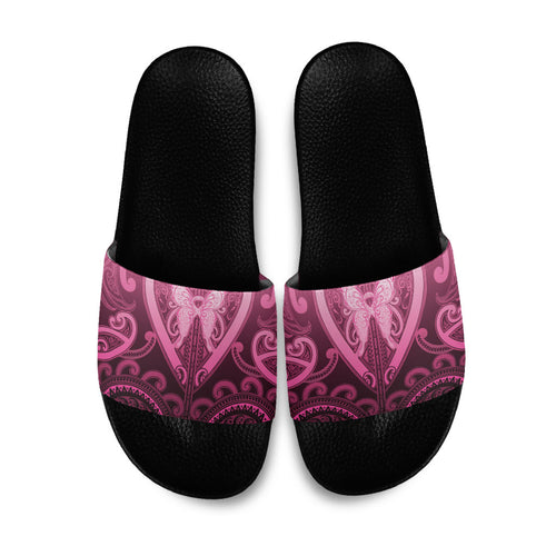 Aotearoa Breast Cancer Slide Sandals Maori Tribal Pattern
