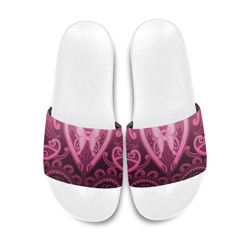 Aotearoa Breast Cancer Slide Sandals Maori Tribal Pattern