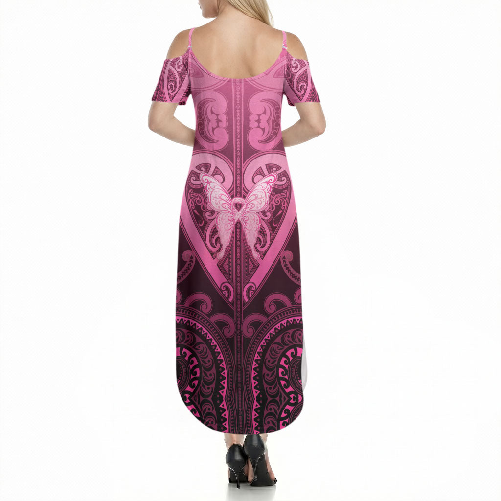 Aotearoa Breast Cancer Summer Maxi Dress Maori Tribal Pattern