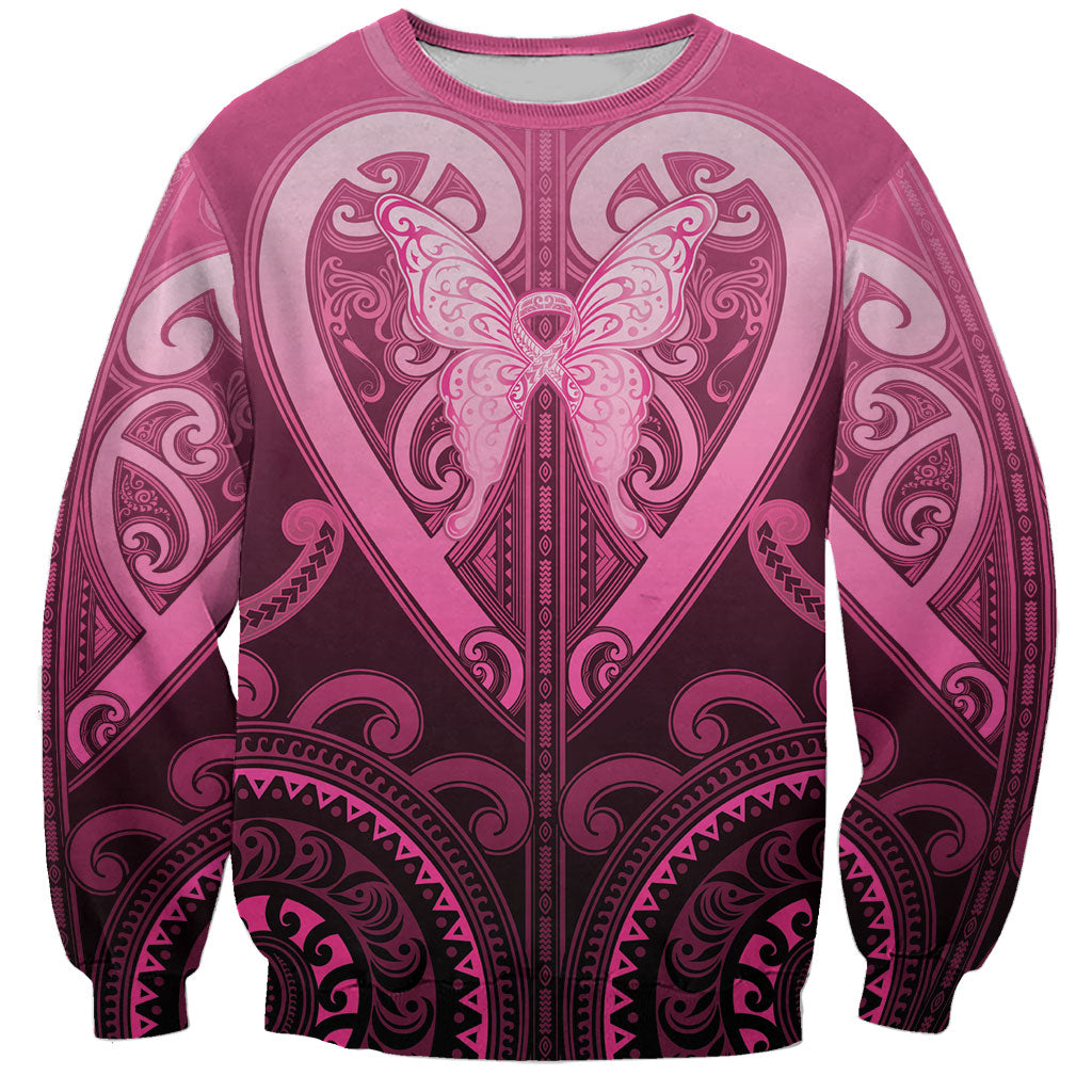 Aotearoa Breast Cancer Sweatshirt Maori Tribal Pattern