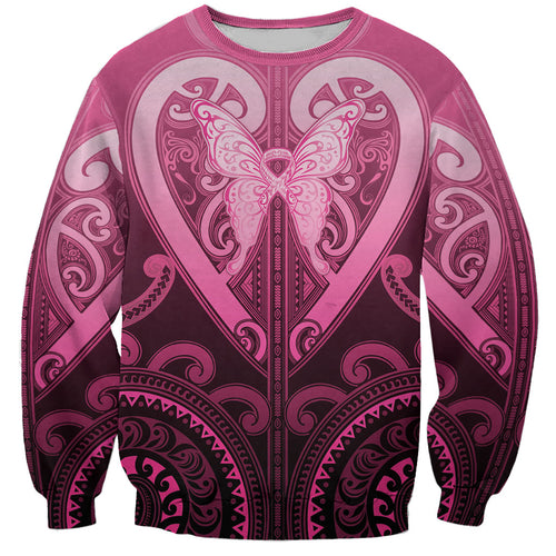 Aotearoa Breast Cancer Sweatshirt Maori Tribal Pattern
