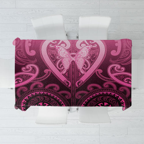 Aotearoa Breast Cancer Tablecloth Maori Tribal Pattern