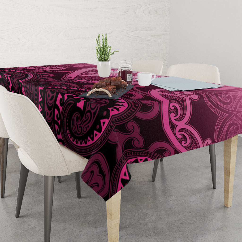Aotearoa Breast Cancer Tablecloth Maori Tribal Pattern